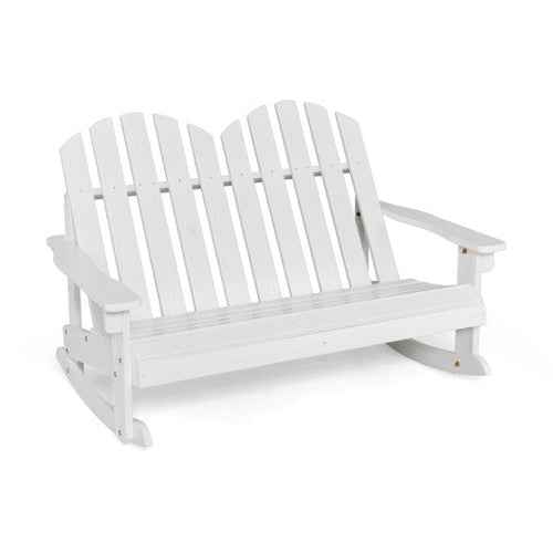 Load image into Gallery viewer, 2 Person Adirondack Rocking Chair with Slatted seat-White
