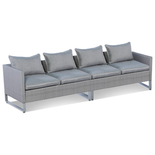 Load image into Gallery viewer, 2 Pieces Patio Furniture Sofa Set with Cushions and Sofa Clips-Gray
