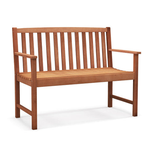 Load image into Gallery viewer, 2-Seat Patio Wood Bench with Cozy Armrests and Backrest
