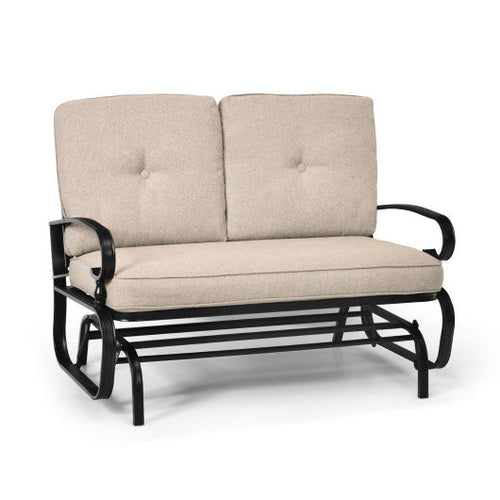 Load image into Gallery viewer, 2 Seats Outdoor Swing Glider Chair with Comfortable Cushions-Beige
