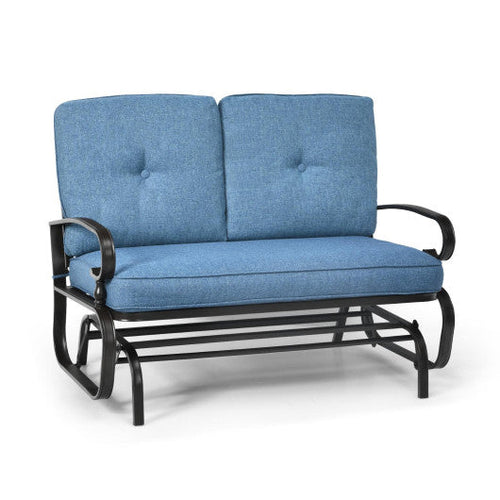 Load image into Gallery viewer, 2 Seats Outdoor Swing Glider Chair with Comfortable Cushions-Blue
