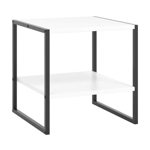 Load image into Gallery viewer, 2-Tier Square End Table with Storage Shelf Reversible Design-White
