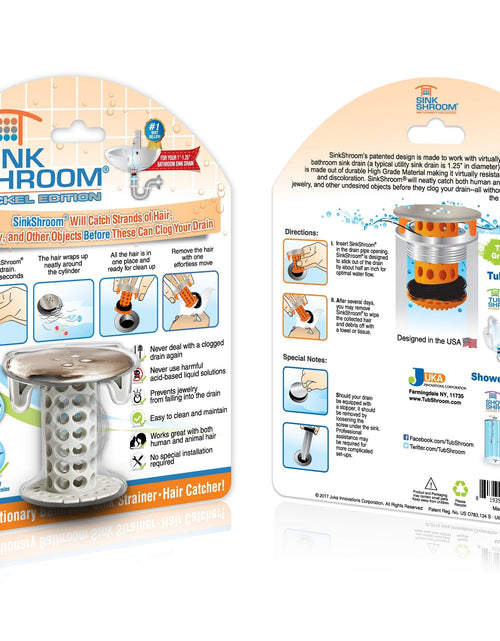 Load image into Gallery viewer, SinkShroom (Nickel Edition) The Hair Catcher That Prevents Clogged Bathroom Sink Drains by TubShroom.com
