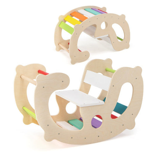 Load image into Gallery viewer, 2-in-1 Rocking Horse Arch for Kids Montessori Climbing Toys with Arch Climber-Multicolor
