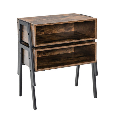 Load image into Gallery viewer, 2 Pieces Stackable Night Stand Bedside End Table Set
