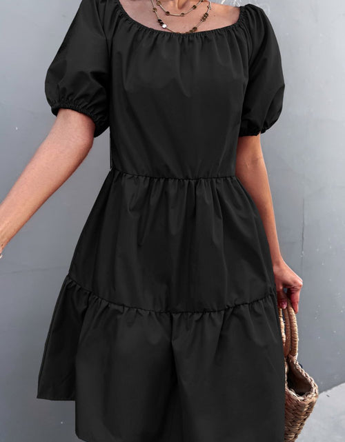 Load image into Gallery viewer, Square Neck Short Sleeve Mini Dress
