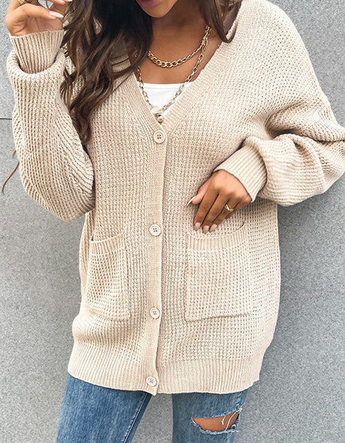 Load image into Gallery viewer, Perfee Button Front Drop Shoulder Waffle Cardigan
