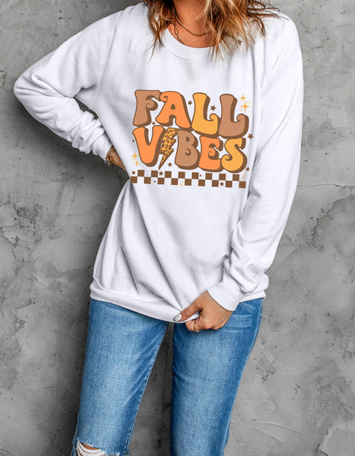 Load image into Gallery viewer, Letter Graphic Round Neck Long Sleeve Sweatshirt

