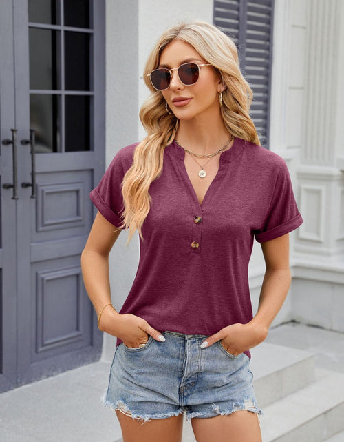 Load image into Gallery viewer, Florira Notched Short Sleeve T-Shirt
