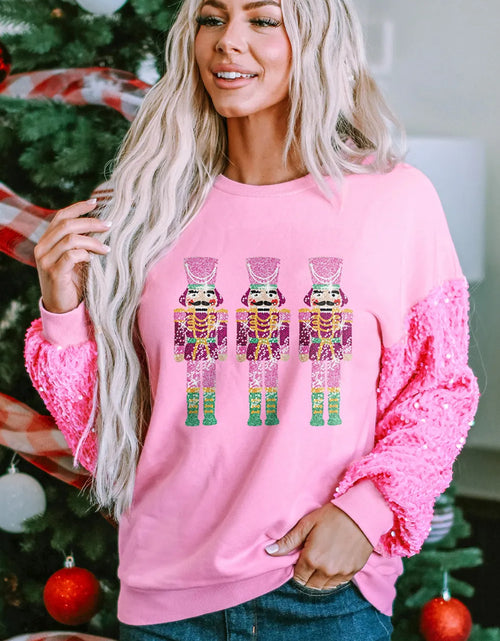 Load image into Gallery viewer, Sequin Nutcracker Dropped Shoulder Sweatshirt
