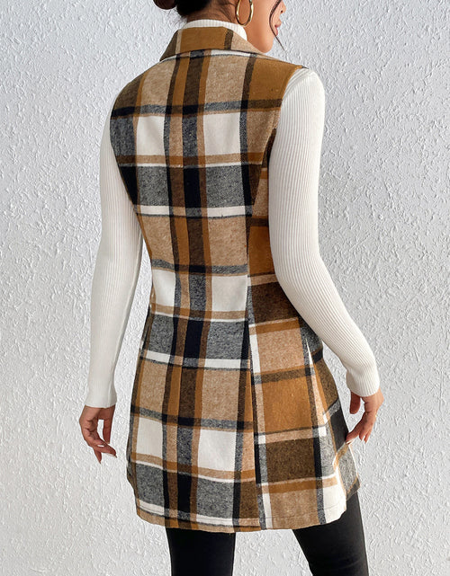 Load image into Gallery viewer, Honey Plaid Lapel Collar Vest
