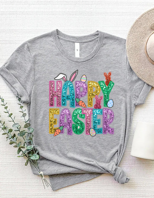 Load image into Gallery viewer, HAPPY EASTER Round Neck Short Sleeve T-Shirt
