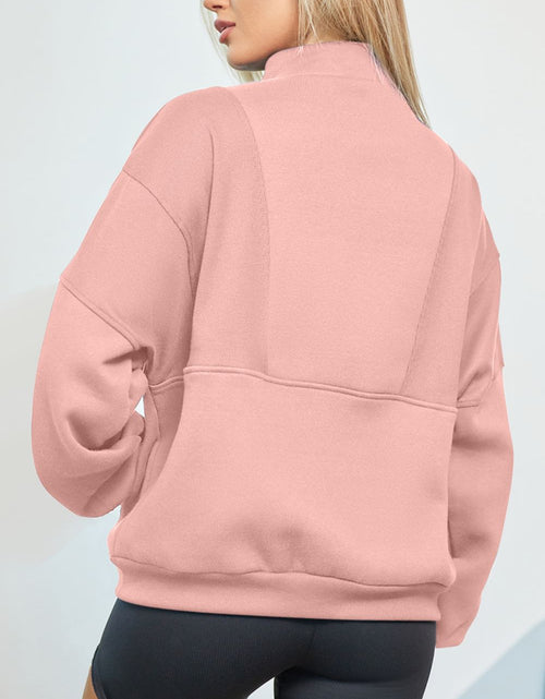 Load image into Gallery viewer, Half Zip Drop Shoulder Long Sleeve Sweatshirt
