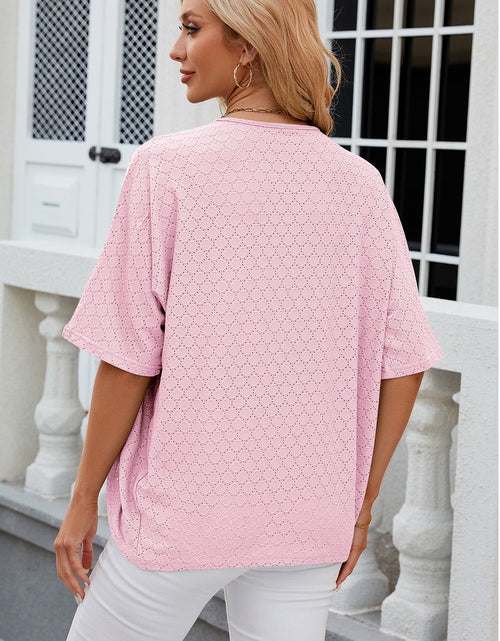 Load image into Gallery viewer, Eyelet Open Front Half Sleeve Cardigan
