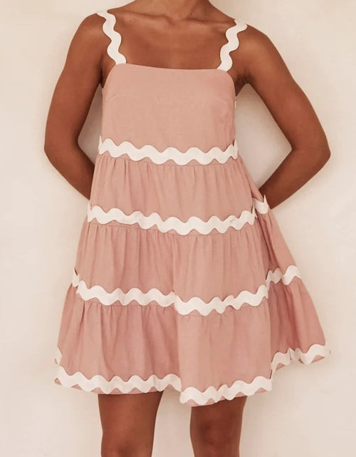 Load image into Gallery viewer, Contrast Trim Square Neck Tiered Dress
