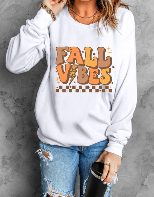 Load image into Gallery viewer, Letter Graphic Round Neck Long Sleeve Sweatshirt
