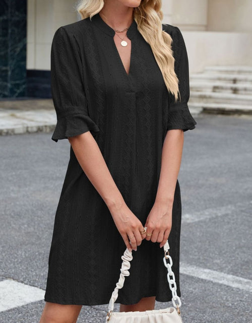 Load image into Gallery viewer, Eyelet Flounce Sleeve Mini Dress

