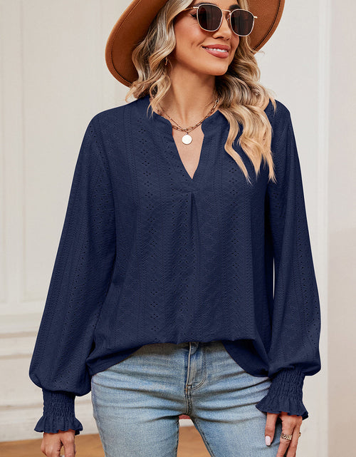Load image into Gallery viewer, Eyelet Notched Long Sleeve T-Shirt

