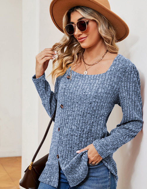 Load image into Gallery viewer, Decorative Button Square Neck T-Shirt
