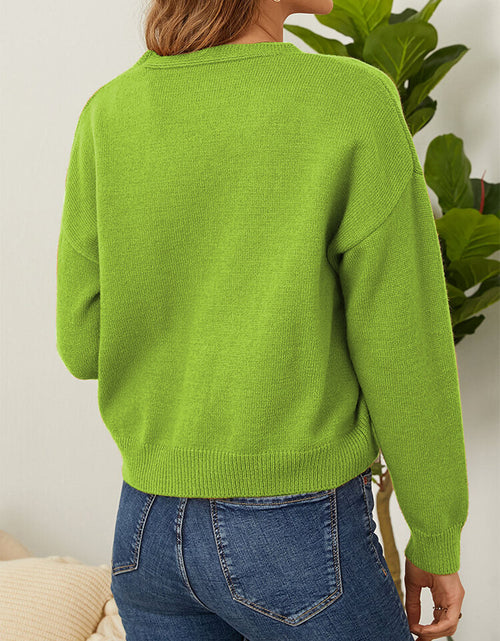 Load image into Gallery viewer, Flower Button Front Dropped Shoulder Cardigan
