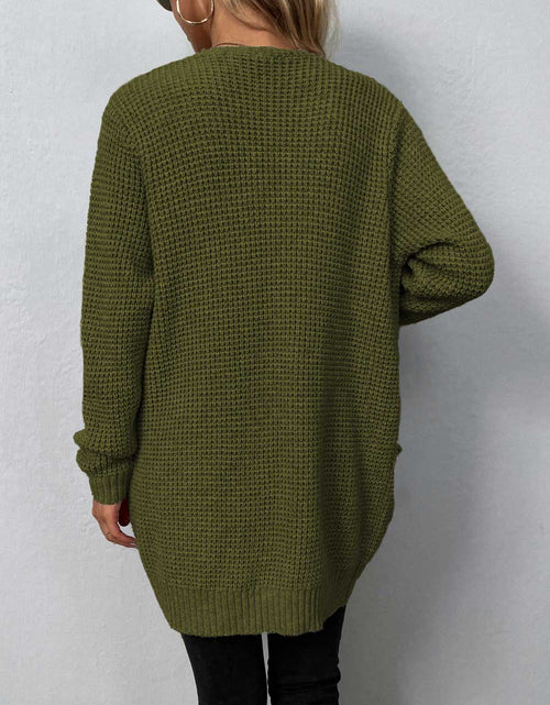 Load image into Gallery viewer, Rib-Knit Open Front Pocketed Cardigan
