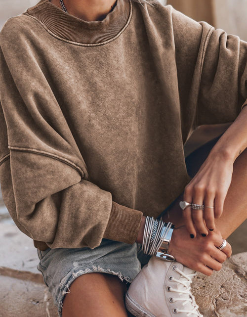 Load image into Gallery viewer, Mock Neck Dropped Shoulder Sweatshirt
