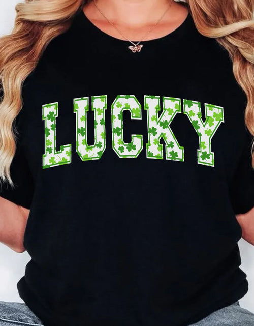 Load image into Gallery viewer, LUCKY Letter Clover Short Sleeve T-Shirt

