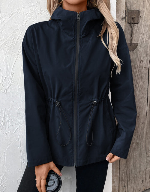 Load image into Gallery viewer, Ivy Lane Drawstring Zip Up Hooded Jacket
