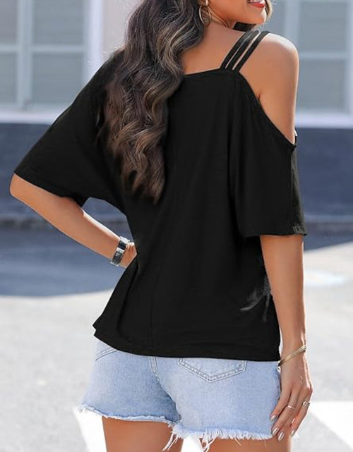 Load image into Gallery viewer, Asymmetrical Neck Half Sleeve T-Shirt
