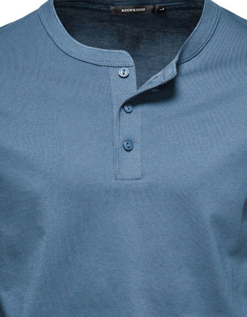 Load image into Gallery viewer, Men's Full Size Quarter Button Round Neck Long Sleeve T-Shirt Plus Size

