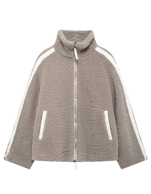 Load image into Gallery viewer, Zip Up Turtleneck Long Sleeve Plush Jacket

