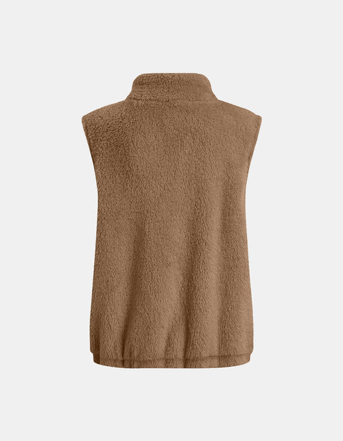 Load image into Gallery viewer, Full Size Fuzzy Zip Up Vest Coat with Pockets
