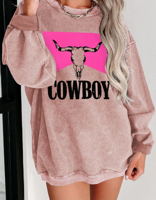 Load image into Gallery viewer, COWBOY Graphic Round Neck Sweatshirt
