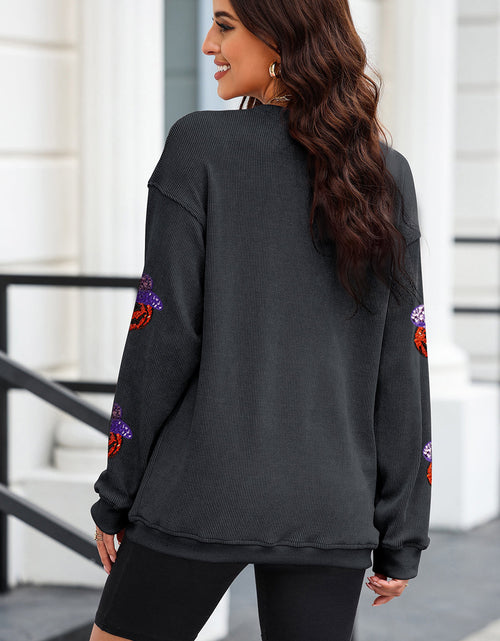 Load image into Gallery viewer, Sequin Pumpkin Long Sleeve Sweatshirt
