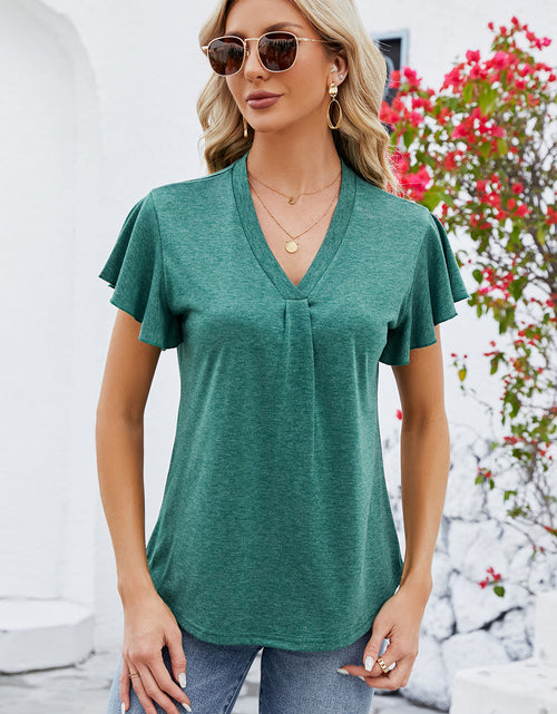 Load image into Gallery viewer, V-Neck Flutter Sleeve T-Shirt
