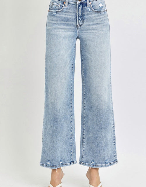 Load image into Gallery viewer, RISEN Full Size Tummy Control High Rise Crop Wide Leg Jeans
