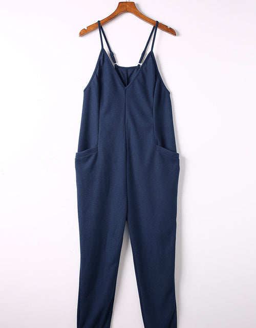 Load image into Gallery viewer, Spaghetti Strap Deep V Jumpsuit with Pockets
