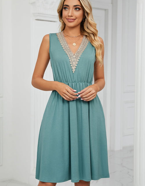 Load image into Gallery viewer, Contrast V-Neck Sleeveless Dress
