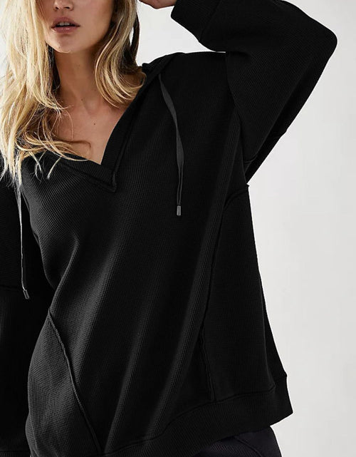 Load image into Gallery viewer, Exposed Seam Drawstring Long Sleeve Hoodie
