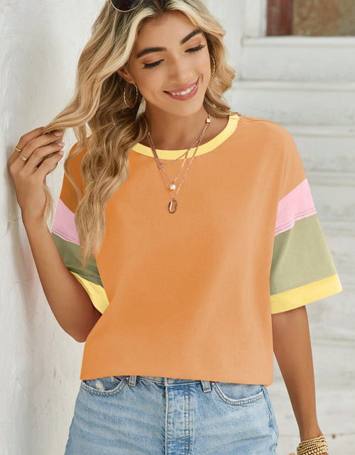 Load image into Gallery viewer, Lovelet Color Block Round Neck Half Sleeve T-Shirt
