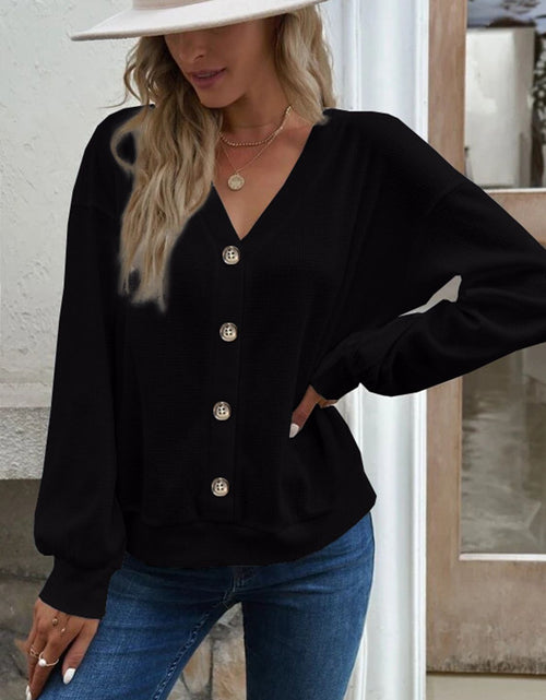 Load image into Gallery viewer, V-Neck Dropped Shoulder Blouse
