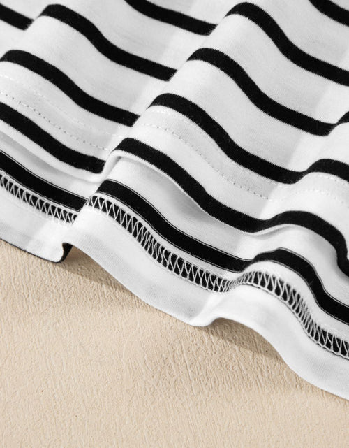 Load image into Gallery viewer, Stripe Half Sleeve Scoop Neck Top
