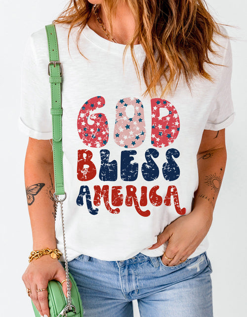 Load image into Gallery viewer, Letter Graphic Round Neck Short Sleeve T-Shirt
