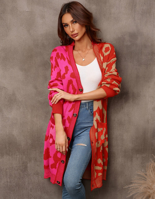 Load image into Gallery viewer, Angel Wings Leopard Button Down Longline Cardigan
