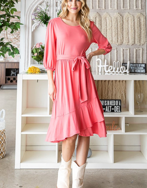 Load image into Gallery viewer, Reborn J Tie Front Ruffle Hem Dress
