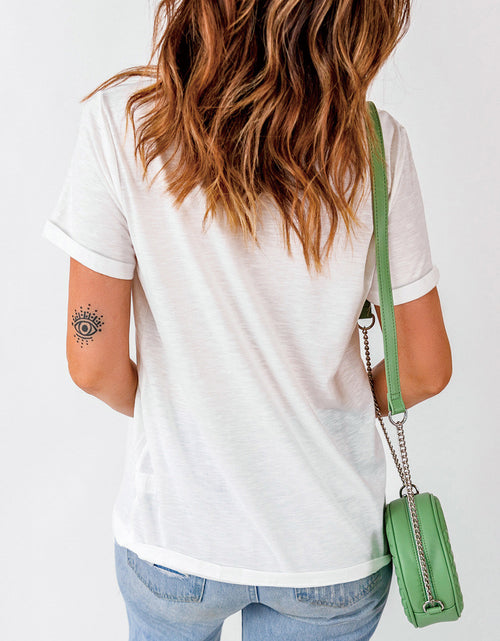 Load image into Gallery viewer, Bow Graphic Round Neck Short Sleeve T-Shirt
