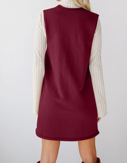 Load image into Gallery viewer, Lovelet Pocketed V-Neck Mini Sweater Overall Dress
