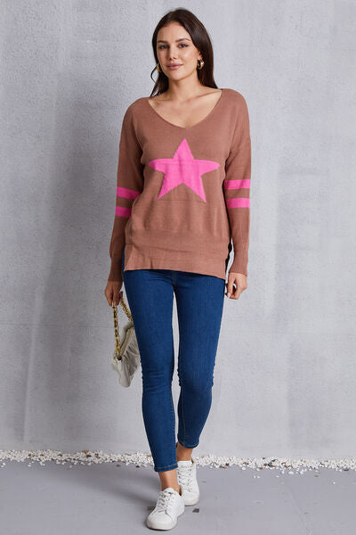 Load image into Gallery viewer, Star Scoop Neck Dropped Shoulder T-Shirt
