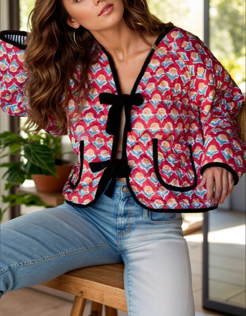 Load image into Gallery viewer, Tied Printed Long Sleeve Jacket
