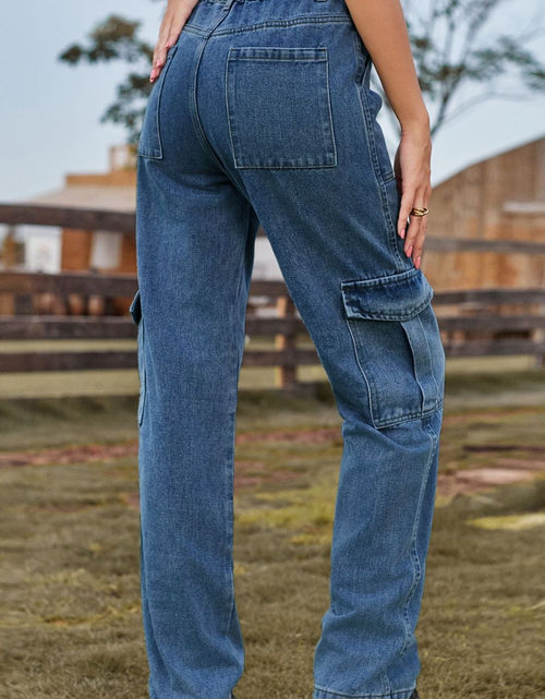 Load image into Gallery viewer, Loose Fit Long Jeans with Pockets
